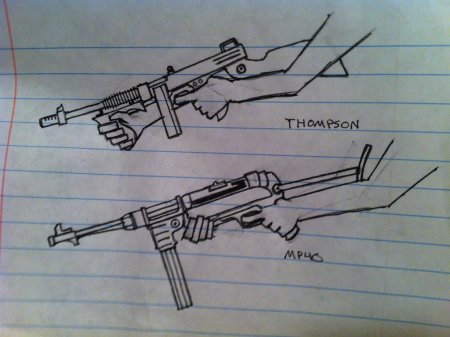 Рисунки карандашом оружие