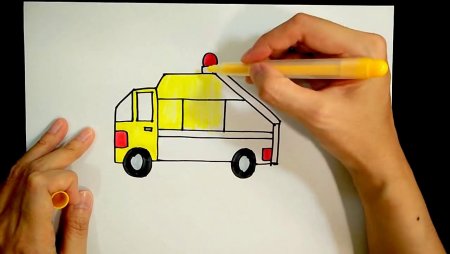 Поэтапное рисование мусоровоза для детей