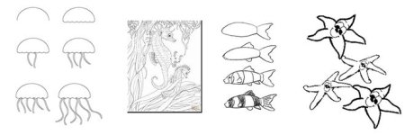 Поэтапное рисование подводный мир