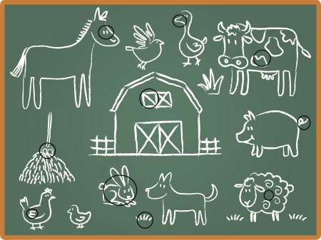 Животные мелом на доске