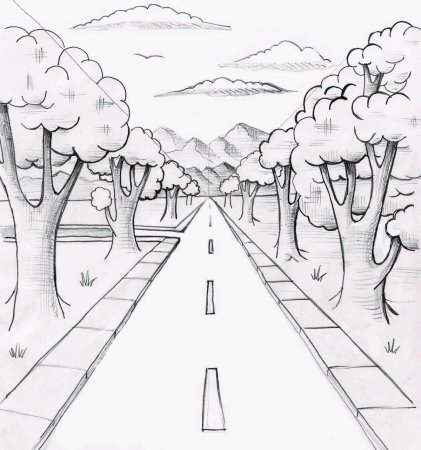 Аллея парка в линейной перспективе