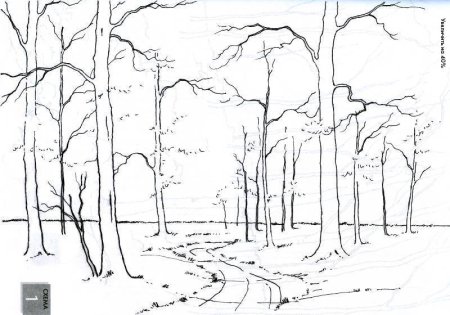 Эскиз осеннего пейзажа