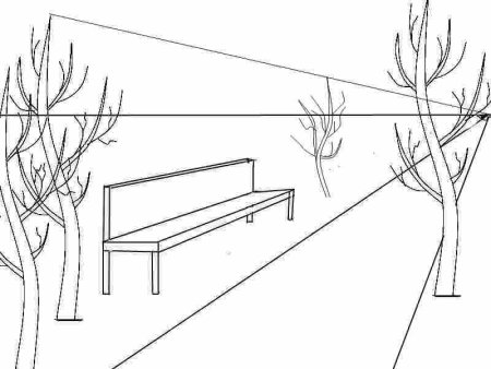 Скамейка в перспективе