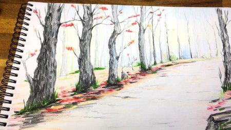 Аллея рисунок легко