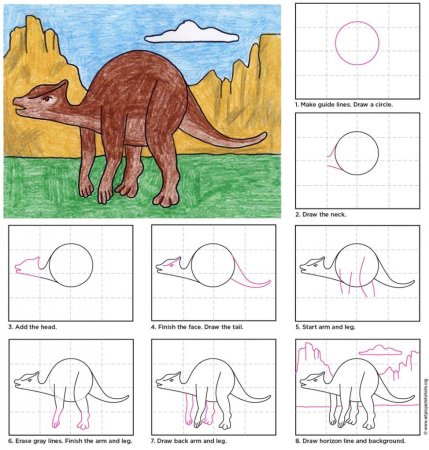 Как нарисовать динозавра для детей поэтапно