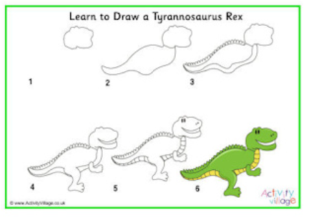 Рисунок динозавра для детей карандашом поэтапно