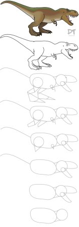 Тиранозавр голова нарисовано