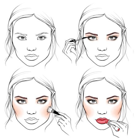 Скулы карандашом на лице