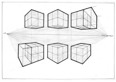 Линейная перспектива куб снизу