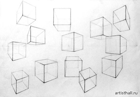 Как рисовать куб снизу