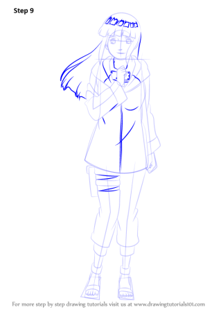 Хината Хьюга нарисовать поэтапно