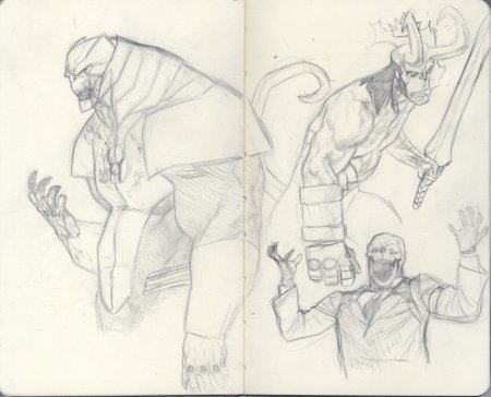 Хеллбой рисунок карандашом цветной