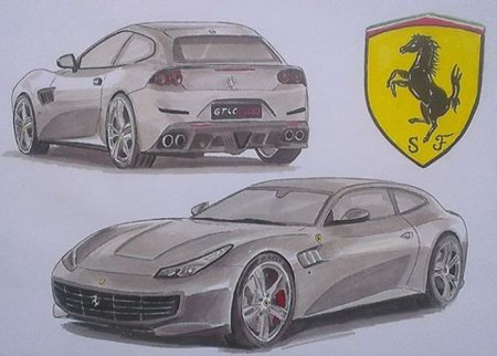 Феррари простым карандашом