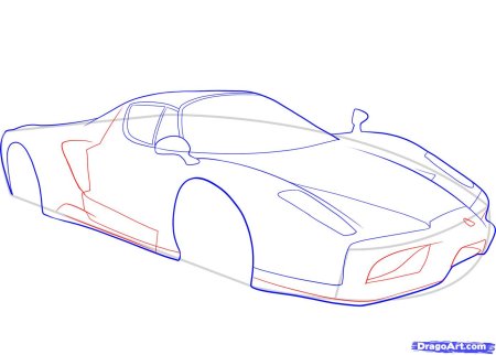Нарисовать машину Феррари карандашом поэтапно