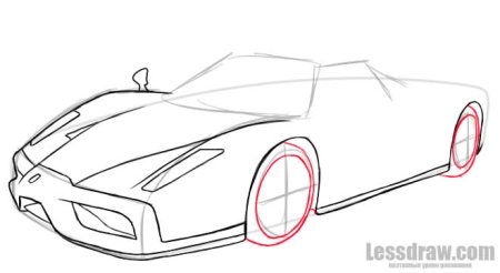 Рисуем машину пошагово для начинающих карандашом Феррари