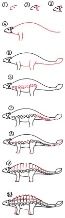 Рисунок Анкилозавра поэтапному