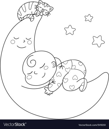 Мишка на Луне раскраска