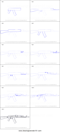АК-47 рисунок карандашом поэтапно