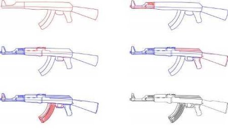 Поэтапное рисование АК 47