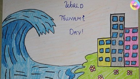 ЦУНАМИ рисунок легкий