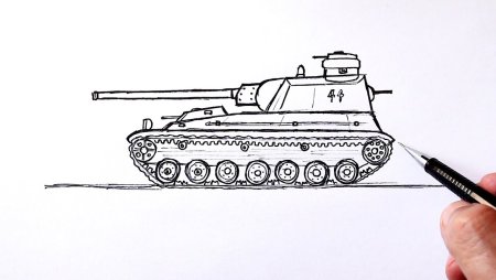 Как нарисовать танк кв 2 поэтапно сбоку