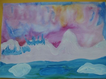 Северное сияние рисование в детском саду