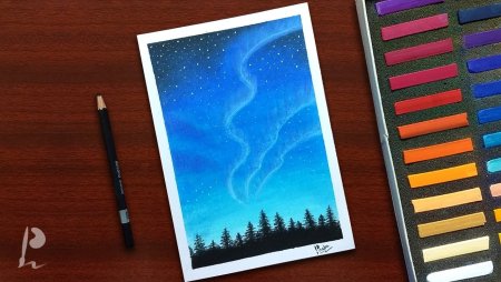 Северное сияние фломастерами