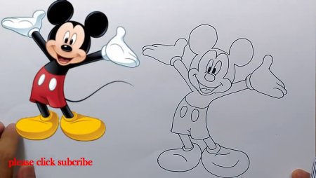 Поэтапное рисование Микки Мауса