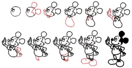 Микки Маус рисунок поэтапно
