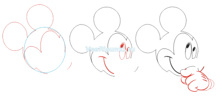 Пошаговое рисование Микки Мауса