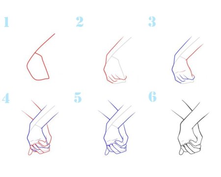 Схема рисования кисти руки