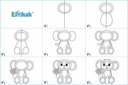 Чебурашка рисунок карандашом пошагово