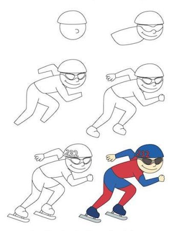 Поэтапное рисование спортсмена для детей