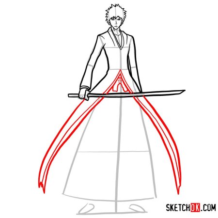 Ичиго Куросаки карандашом поэтапно