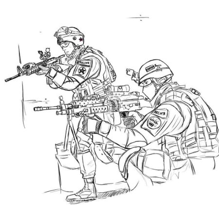 Поэтапное рисование спецназа