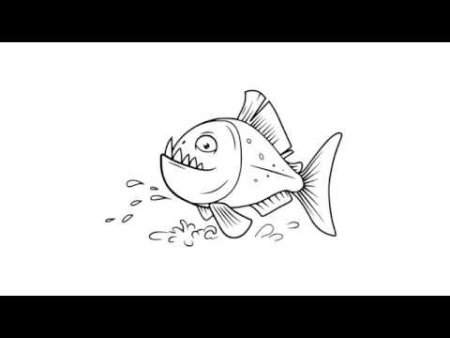 Как рисовать рыбу пиранью