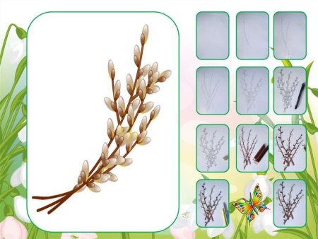 Поэтапное рисование веточки