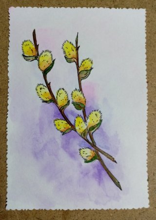 Рисование весенней веточки