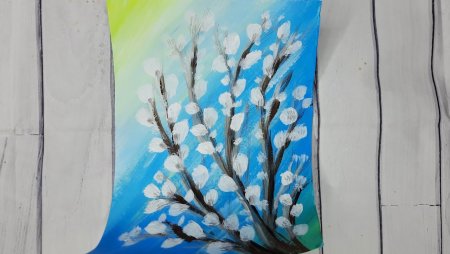 Верба углем рисование