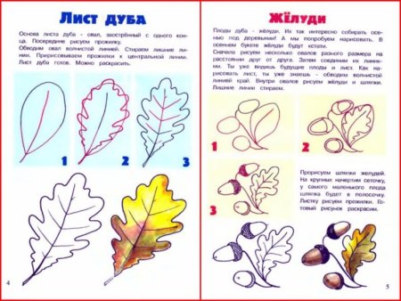 Схема рисования листика