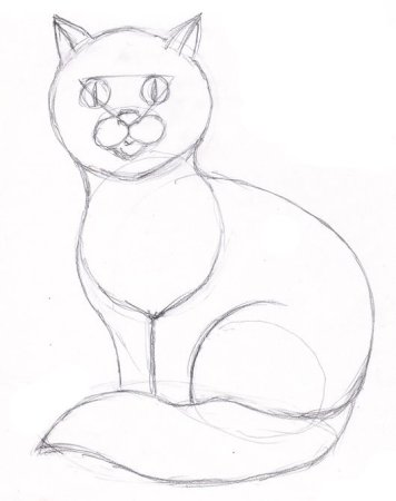 Поэтапный рисунок котенка для детей