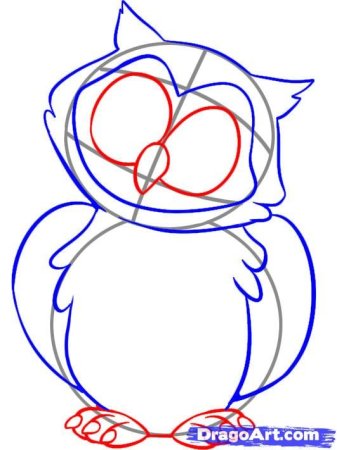 Схема рисования Совы для дошкольников