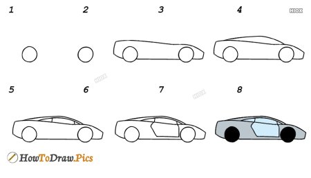 Поэтапное рисование Ламборджини