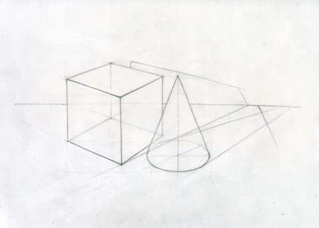 Цилиндр,конус,Призма,куб в перспективе