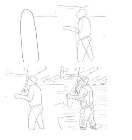 Рыбак рисунок карандашом