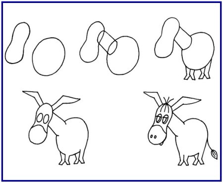 Ослик поэтапное рисование