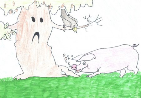 Иллюстрация к басне Крылова слон и моська