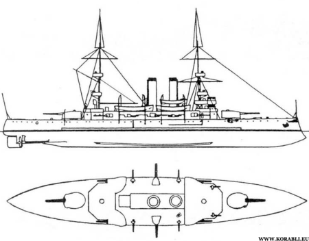 Броненосец Ослябя-схема бронирования