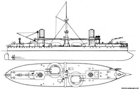 Военный корабль рисунок сбоку