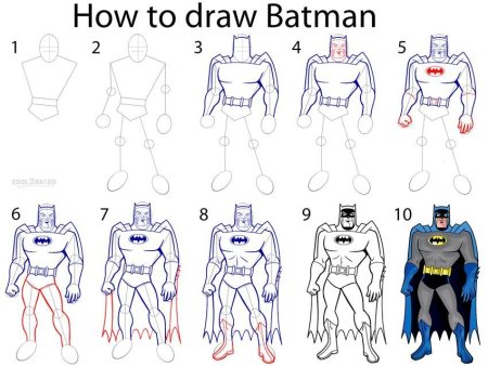 Поэтапное рисование Бэтмена